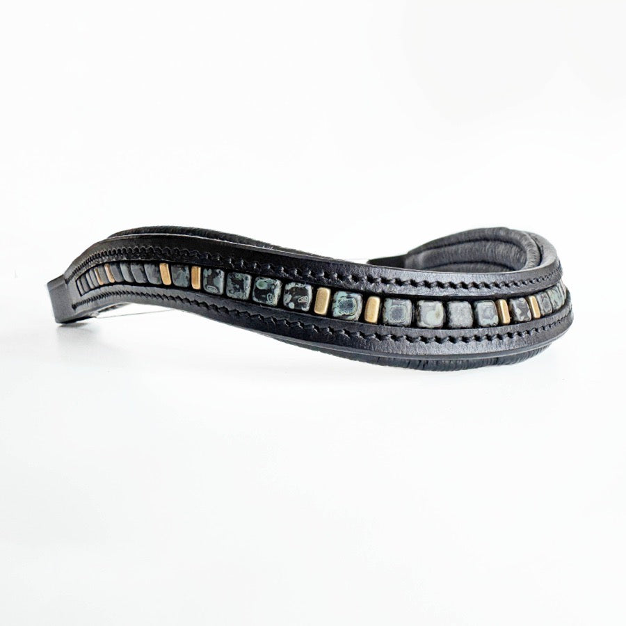 OTHER Gray & Gold Beaded Browband (5)