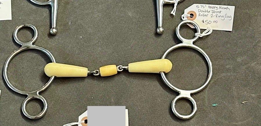 HAPPY MOUTH 5.75” Happy Mouth Double Jointed Roller 2-Ring Gag Bit