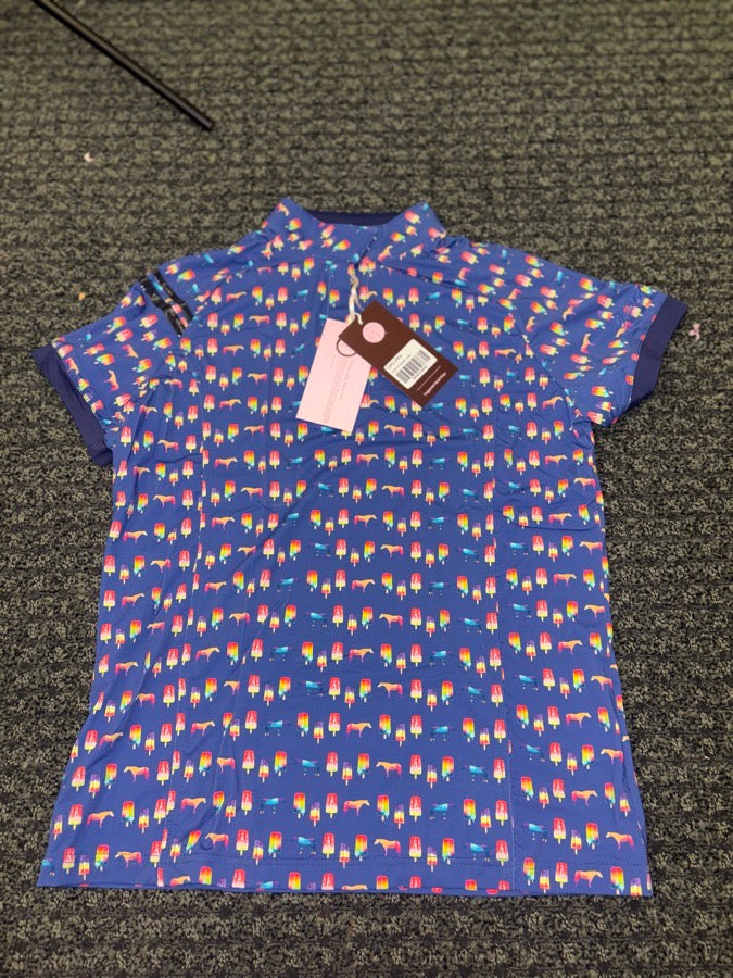 KATHRYN LILY Kathryn Lily Equestrian Ponies & Popsicles Polo Top Size L English Riding NWT