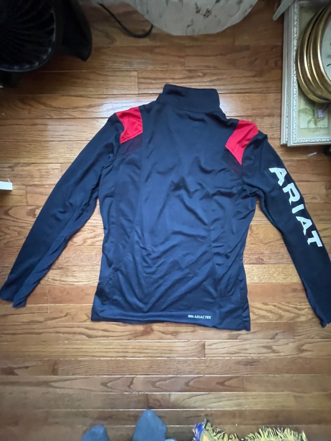 ARIAT Ariat Long Sleeve Riding Sun Shirt Red and Navy, Size Small (2)