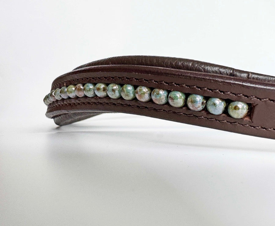 OTHER Blue Marbled Beaded Browband (2)
