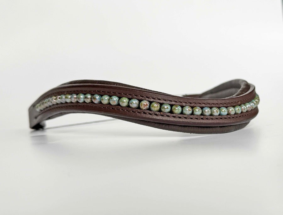 OTHER Blue Marbled Beaded Browband (4)