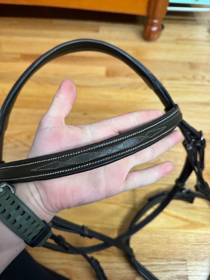 DOVER SADDLERY Dover Oversize Fancy Stitched Monocrown Hunter Bridle (4)