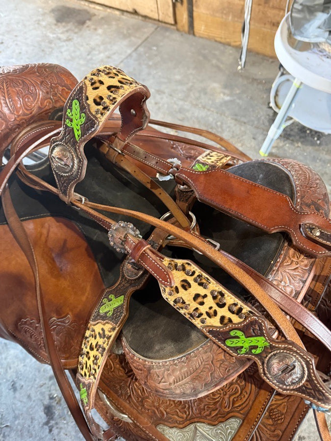 Other Leopard Western Headstall and Breasr collar Set (2)
