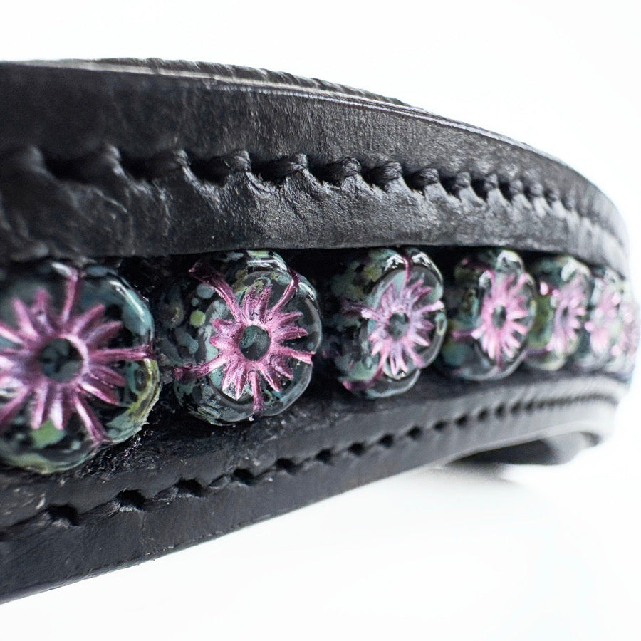 OTHER Black and Purple Flower Beaded Browband (5)