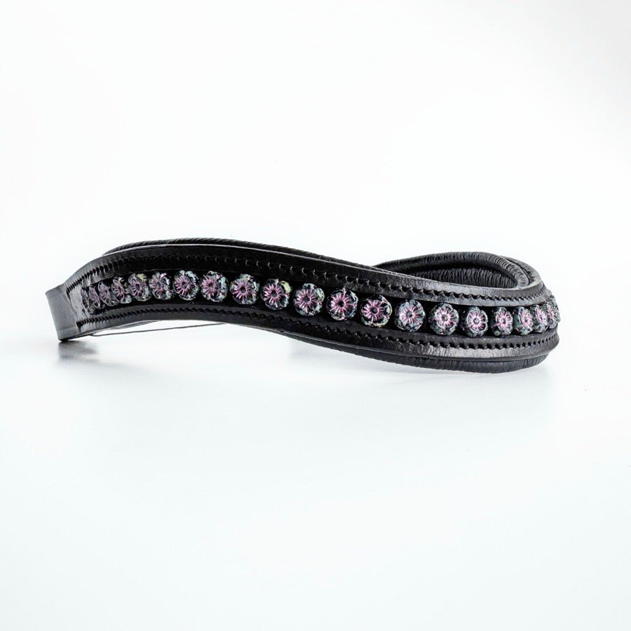 OTHER Black and Purple Flower Beaded Browband