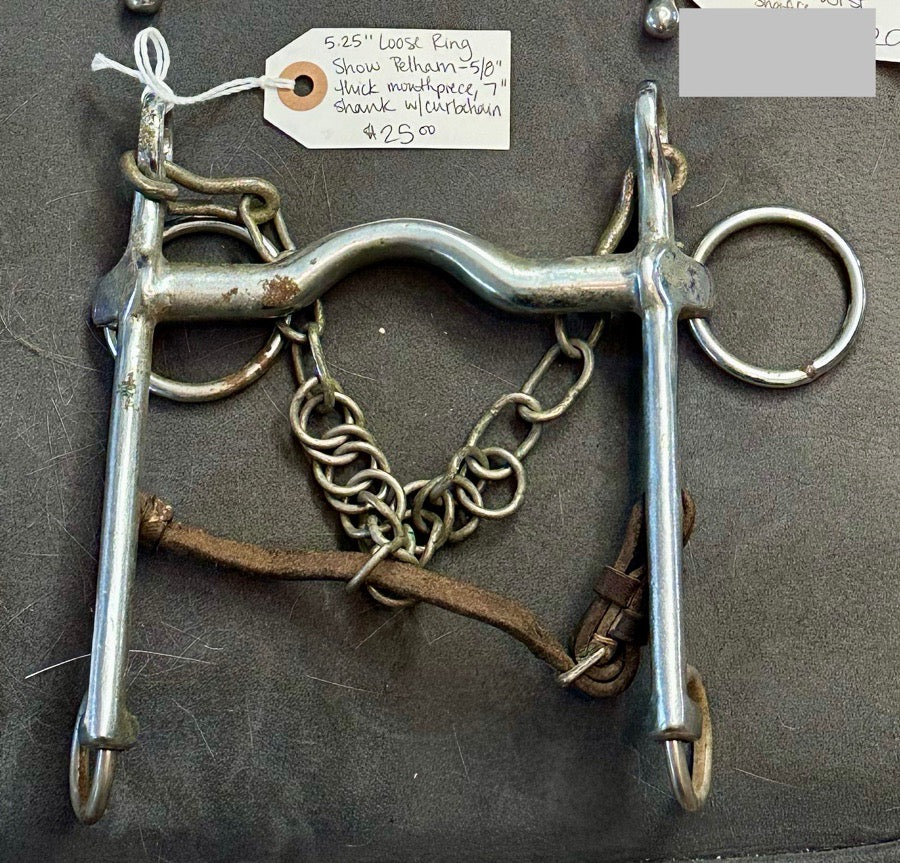 OTHER 5” Loose Ring Show Pelham- 7” shank, ½” thick mouthpiece w/curbchain