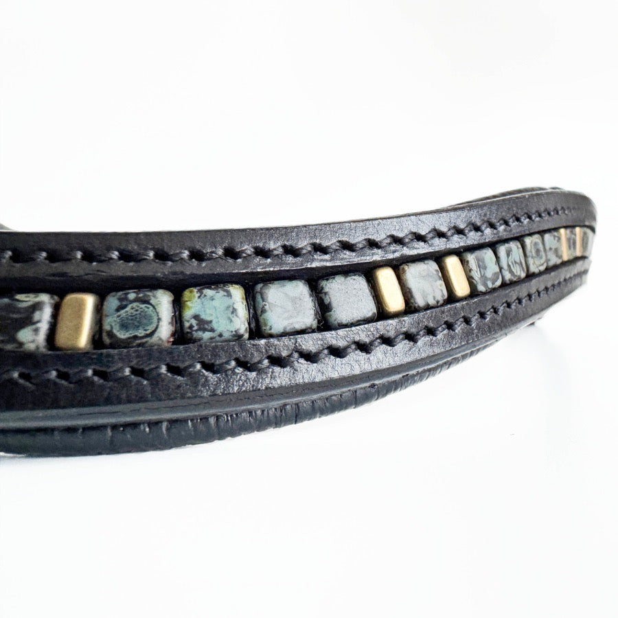 OTHER Gray & Gold Beaded Browband (6)