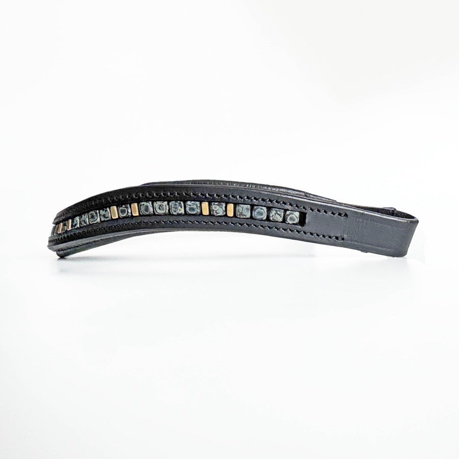 OTHER Gray & Gold Beaded Browband (3)