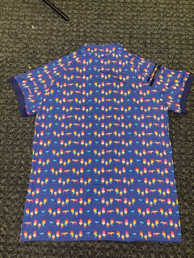 KATHRYN LILY Kathryn Lily Equestrian Ponies & Popsicles Polo Top Size L English Riding  NWT (3)
