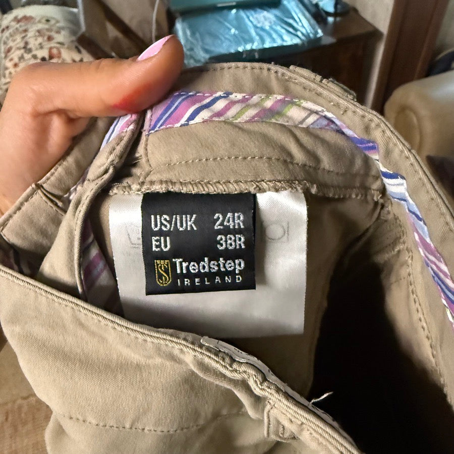Women’s Size 24 Tan Tredstep Knee Patch Horseback Riding Breeches. Good Cond.