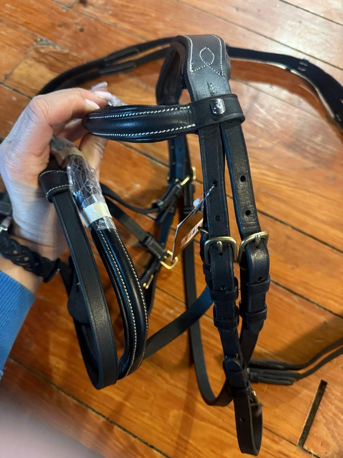 HORZE Pony sized Horze fancy stitch flash bridle (2)