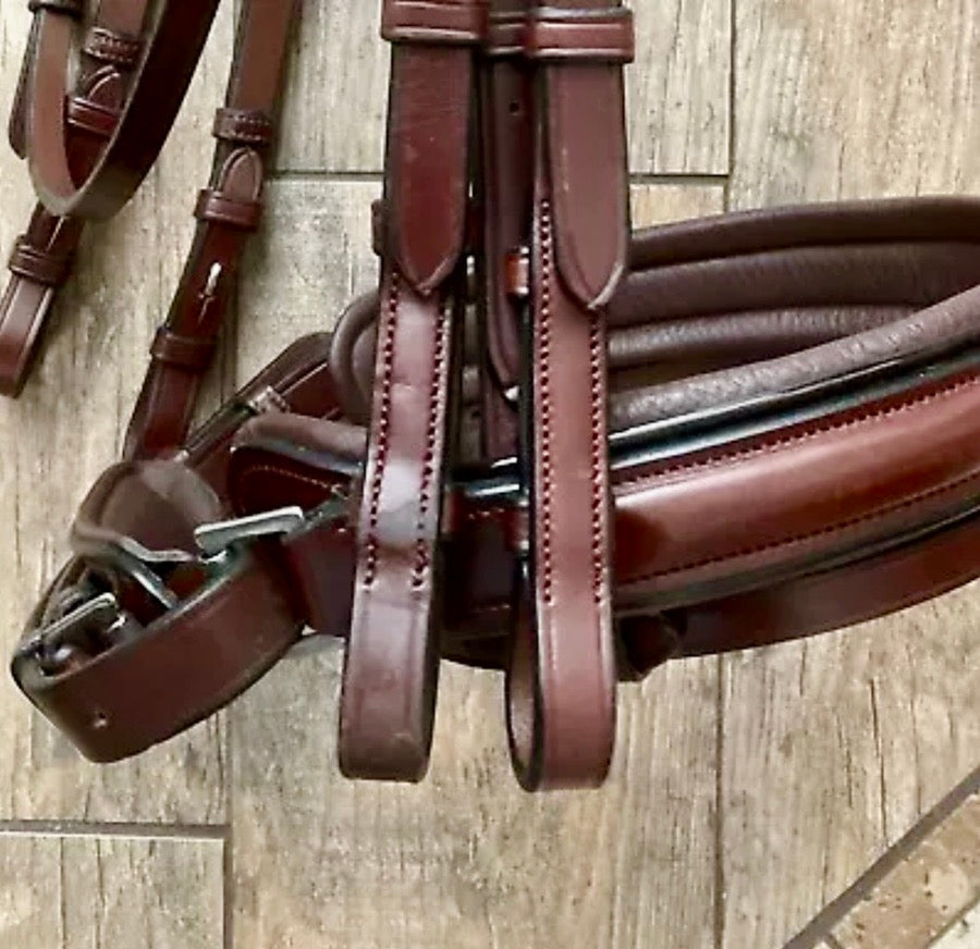 JOSEPH STERLING Joseph sterling brown dressage double bridle O/S (7)