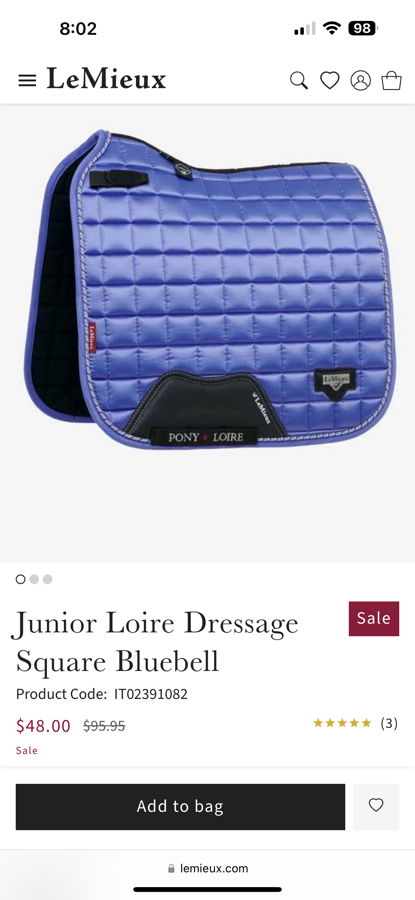 LEMIEUX LeMieux Junior Loire (Pony) Dressage Square Pad- Bluebell color (4)
