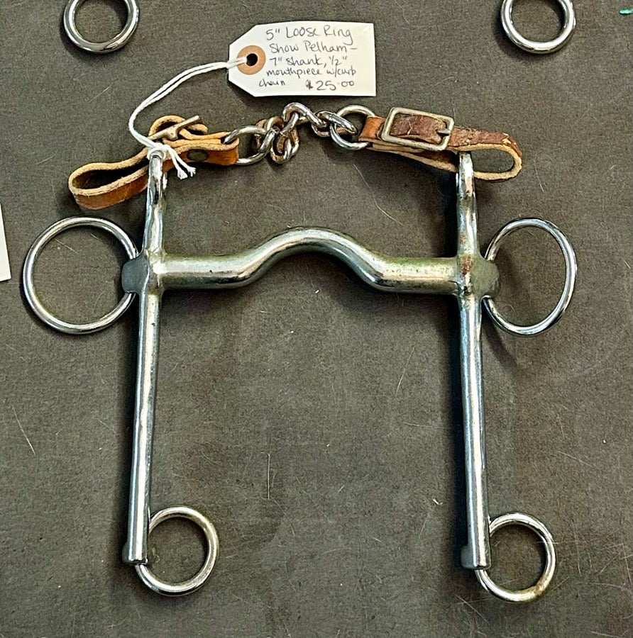 OTHER 5.25” Loose Ring Show Pelham- 7” shank, ⅝” thick mouthpiece w/curbchain